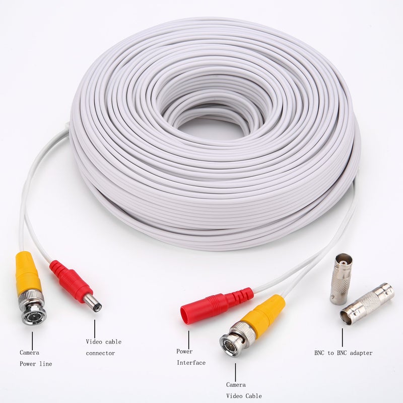 WILDHD BNC Cable, 4x150ft All-in-One Siamese Video and Power Security Camera Wire, CCTV Cable with 2 Female Connectors for All Max 5MP HD CCTV DVR Surveillance System (White) - Image 4